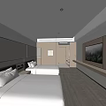 Modern Hotel Room Interior With Twin Beds Gray Paneled Headboard And Wooden Flooring