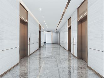 Light Luxury Elevator Hall 3d model