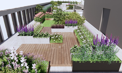 Roof Garden Modern Garden 3d model