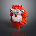Cartoon Red Monkey Head With Orange Mane White Face And Red Nose