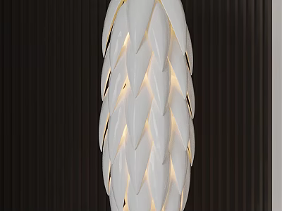 Modern White Feather Shaped Pendant Light With Soft Lighting And Dark Backdrop 3d model