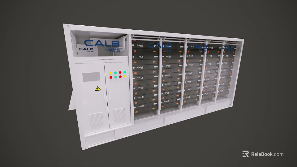 CALB White Industrial Equipment With Modular Drawers Control Panel Colored Buttons And Indicator Lights 3d model 
