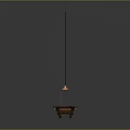 Orange Felt Billiard Table With Wooden Frame And Cue Stick Under Three Pendant Lights