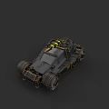 Futuristic Off Road Car With Black Body Gold Accents And Mechanical Design