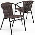 Durable Rattan Outdoor Chair With Metal Frame Armrest And Matching Table