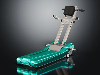 Modern Sports Equipment Treadmill With Metallic Frame Black Seat And Green Shiny Surface 3d model