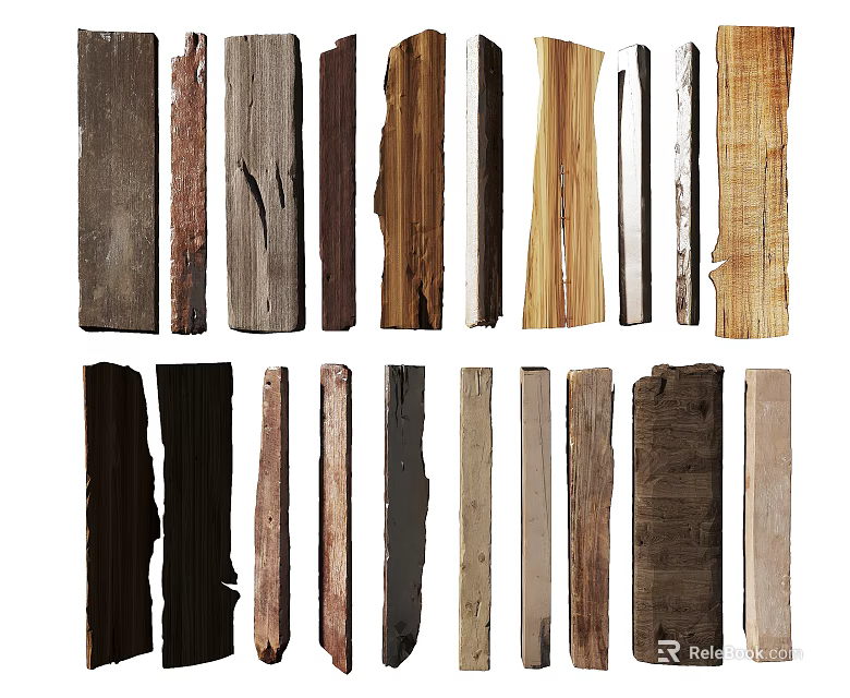 Various Natural Stone And Wood Slabs For Interior Design Projects 3d model 