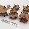 Ethnic Style Thatch Landscape Pavilion With Traditional Rustic Cultural Design Elements 3d model