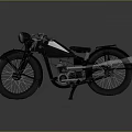 Vintage Black And White Motorcycle With Classic Design Metal Exhaust And Gray Background Reflection