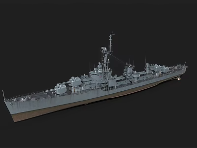 Military Warship With Deck Weapon Systems Radar Antenna And Bridge Structure 3d model