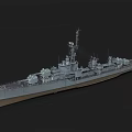 Military Warship With Deck Weapon Systems Radar Antenna And Bridge Structure