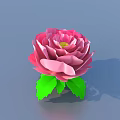 Three Colorful Paper Craft Flowers Pink Red Yellow with Green Leaves and Central Gems