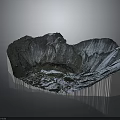 Realistic Volcanic Crater Terrain 3D Model Displaying Steep Edges And Snow Covered Surface