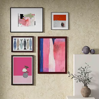 Modern Vintage Abstract Decorative Painting 3d model
