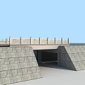 Stone Bridge With Traditional Railing And Stone Wall Structure Under Blue Sky 3d model