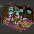 Rustic Nautical Ship Cabin Interior With Wooden Barrels Ship Wheel And Swords