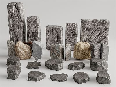 Modern Stone Landscape Stone Block Pebbles 3d model