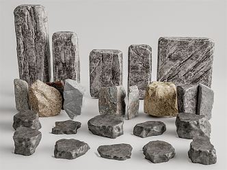 Modern Stone Landscape Stone Block Pebbles 3d model