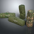 Camouflage Green Military Equipment Storage Bags With Cylindrical And Rectangular Shapes