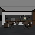 Modern Office Interior With Open Layout Wooden Desk Chairs Bookshelves And Floor to Ceiling Windows