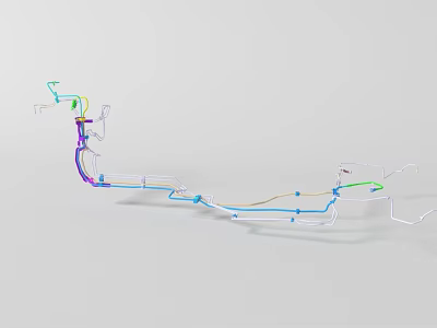 Colorful Interconnected Lines Form Abstract Design Model With Various Pathways 3d model
