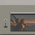 Projection Monitoring System With Security Camera And Movie Scene On Projection Screen