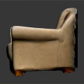 Beige Leather Two-Seater Sofa With Wrinkled Surface And Brown Legs