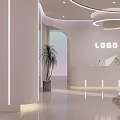 Modern Beauty Salon Interior Design With Elegant White Sofas Round Pendant Lights And Green Plants