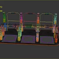 Decorative Lights With Orange Frame Purple Geometric Base And Blue Display Screens For Stage Decoration