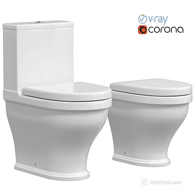 Modern White Ceramic Toilet Design With Sleek Tank And Smooth Seat 3d model 