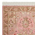 Pink Square Area Rug With Intricate Traditional Pattern And Beige Fringe Design