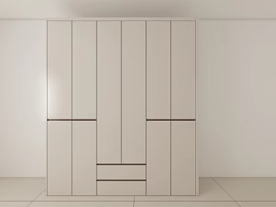 Modern White Wardrobe Interior Design With Multiple Panel Doors And Drawers 3d model