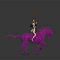 Purple Transparent Horse Shaped Furniture Decor With Armored Figurine And Spear