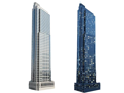 Two Modern Office Towers With Glass Facades Light And Dark Exteriors 3d model