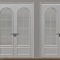Modern White Casement Doors With Double Single Panels And Ribbed Glass Design