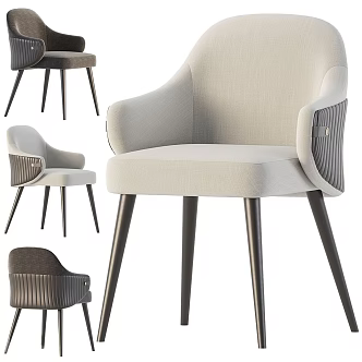 Modern Light Luxury Single Chair Dining Chair Armchair 3d model