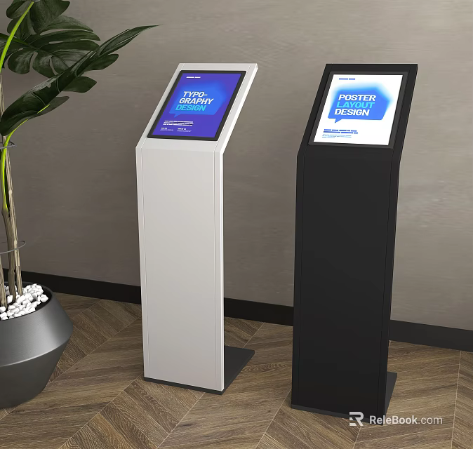 Public Facilities Featuring White And Black Standing Information Displays For Poster Design 3d model 