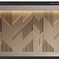 Modern Wooden Background Wall With Herringbone Pattern And Built In Lighting Detail