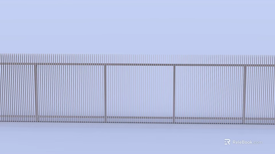 Modern Sleek Metal Railings Featuring Vertical Slats and Sectioned Design on Blue Background 3d model 