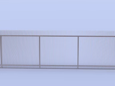 Modern Sleek Metal Railings Featuring Vertical Slats and Sectioned Design on Blue Background 3d model