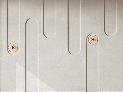 Minimalist Modern White Wall Design With Vertical Striped Grooves And Circular Accents 3d model