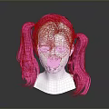 Pink Pigtail Wig On Mannequin Head With Realistic Human Face And Hair