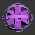 Purple Blue Geometric Sphere With Metallic Strips Polygonal Reflective 3D Structure