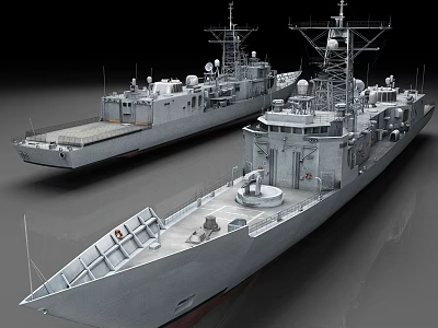 Two Modern Warships Model Design With Detailed Deck And Antennas 3d model