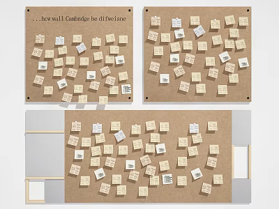 Wall Featuring Multiple Corkboards With Small City Cadastre Cards For Urban Planning 3d model