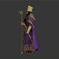 Man In Purple Royal Robe With Golden Crown And Scepter Standing