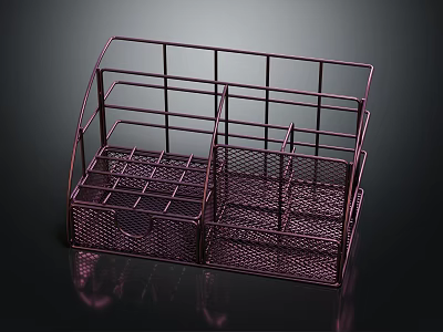 Purple Metal Mesh Storage Organizer with Multiple Compartments and Drawer for Home Office 3d model