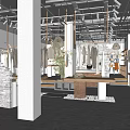 Modern Clothing Store Interior With Fashion Apparel Mannequins And Display Shelves