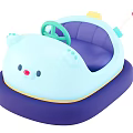 Kids Electric Toy Ride On Car With Cartoon Bear Design Steering Wheel Blue Purple