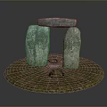 Prehistoric Stone Megalithic Structure With Standing Stones Lintel Grass Base And Footprints 3d model